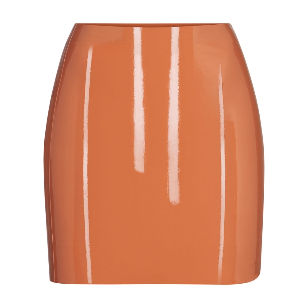 2. NWT SKIMS LATEX MINI SKIRT IN BRONZE SIZE XS